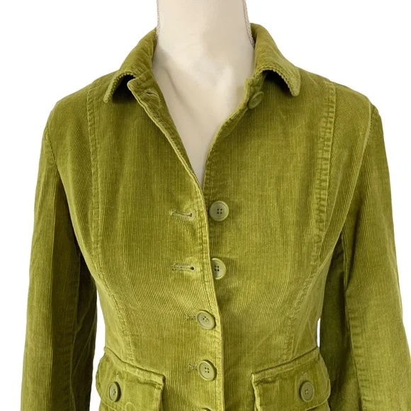 Talbots Avocado green corduroy blazer Size 2P - Picture 3 of 9